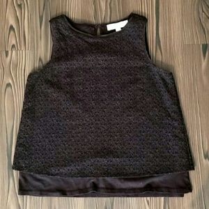 Navy Eyelet Layered Blouse